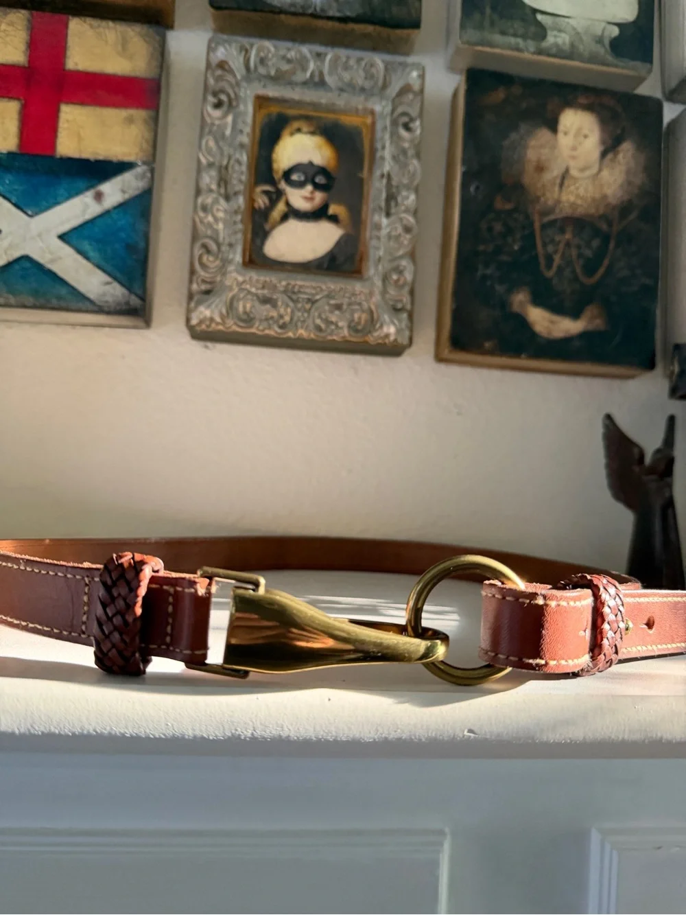 Lauren‎ by Ralph Lauren Medium Brown Leather Belt Brass Horsebit Size Medium